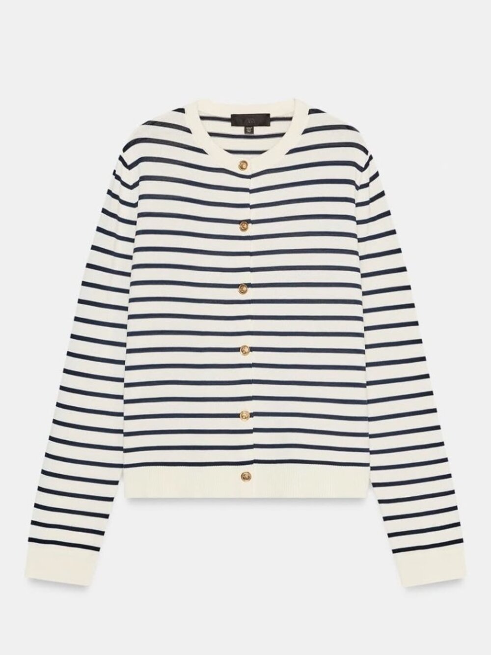Zara Striped Knit Cardigan Long Sleeve - White/Black - Size S - 5755
